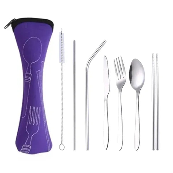Stainless Steel Cutlery with Neoprene Bag