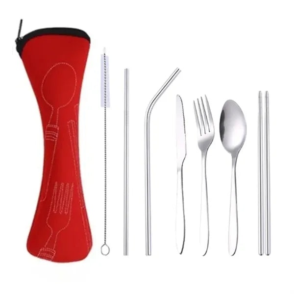 Stainless Steel Cutlery with Neoprene Bag