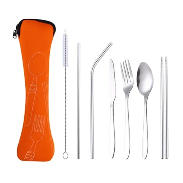 Stainless Steel Cutlery with Neoprene Bag