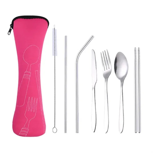 Stainless Steel Cutlery with Neoprene Bag