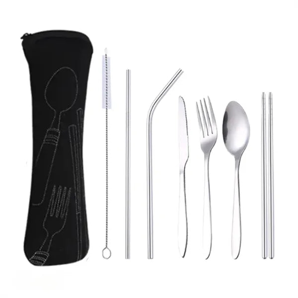 Stainless Steel Cutlery with Neoprene Bag