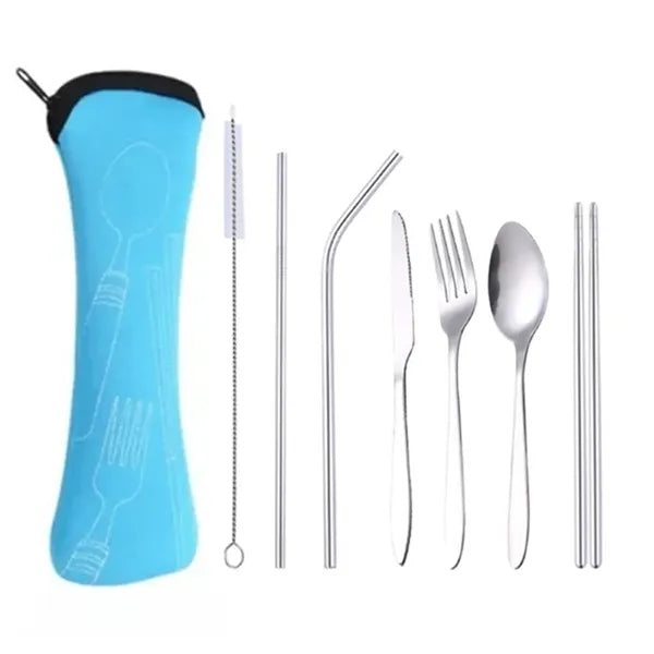 Stainless Steel Cutlery with Neoprene Bag