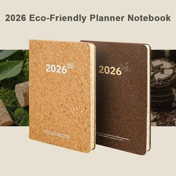 2026 Eco-Friendly Daily Planner Notebook with Cork Cover