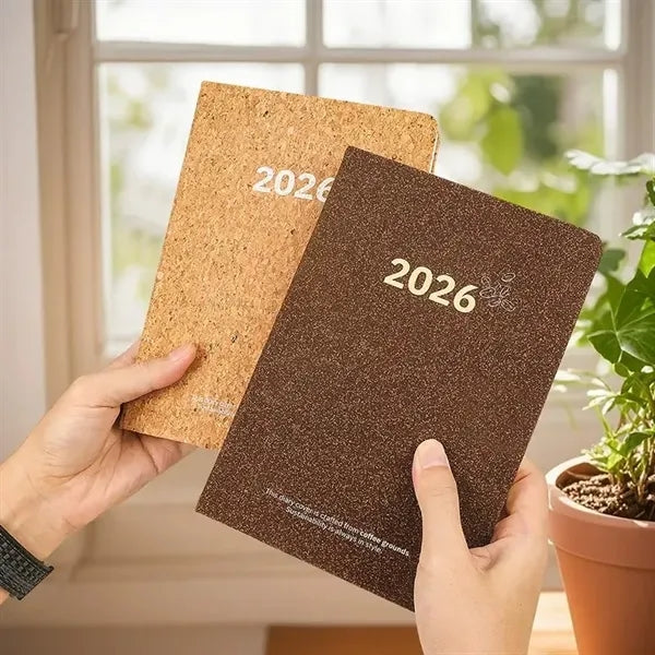2026 Eco-Friendly Daily Planner Notebook with Cork Cover