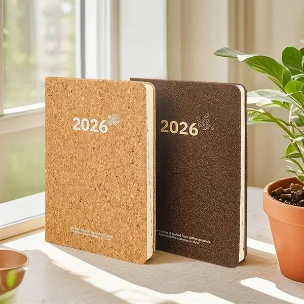 2026 Eco-Friendly Daily Planner Notebook with Cork Cover