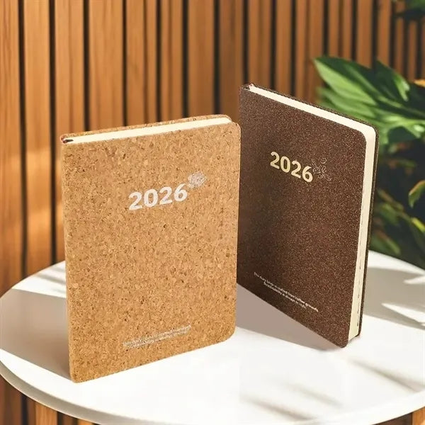 2026 Eco-Friendly Daily Planner Notebook with Cork Cover