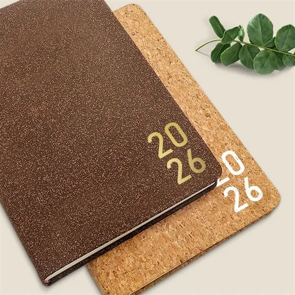 2026 Eco-Friendly Daily Planner Notebook with Cork Cover
