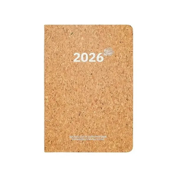 2026 Eco-Friendly Daily Planner Notebook with Cork Cover