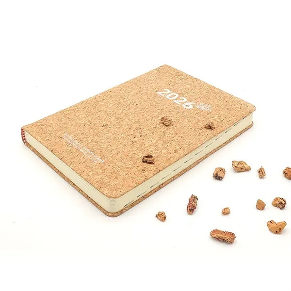 2026 Eco-Friendly Daily Planner Notebook with Cork Cover