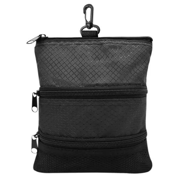 Golf Accessory Pouch with Carabiner and Zipper Pockets
