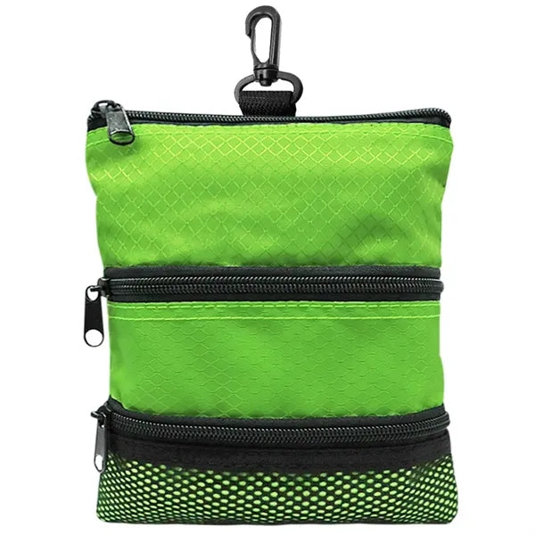Golf Accessory Pouch with Carabiner and Zipper Pockets