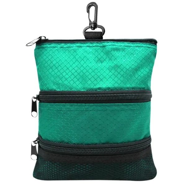 Golf Accessory Pouch with Carabiner and Zipper Pockets
