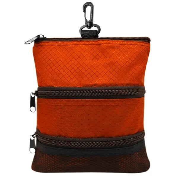 Golf Accessory Pouch with Carabiner and Zipper Pockets