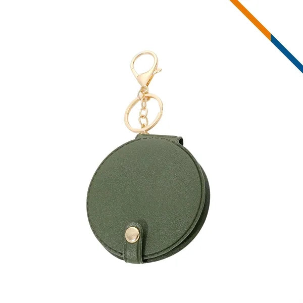 PeltGlow Leather Keychain Compact Mirror