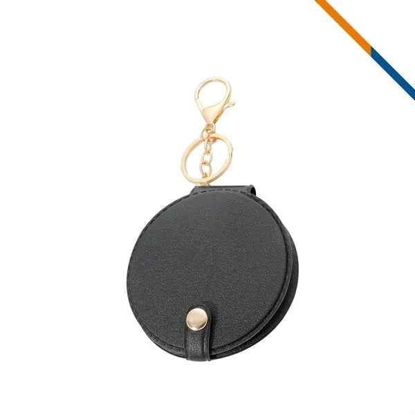 PeltGlow Leather Keychain Compact Mirror