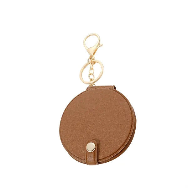 PeltGlow Leather Keychain Compact Mirror