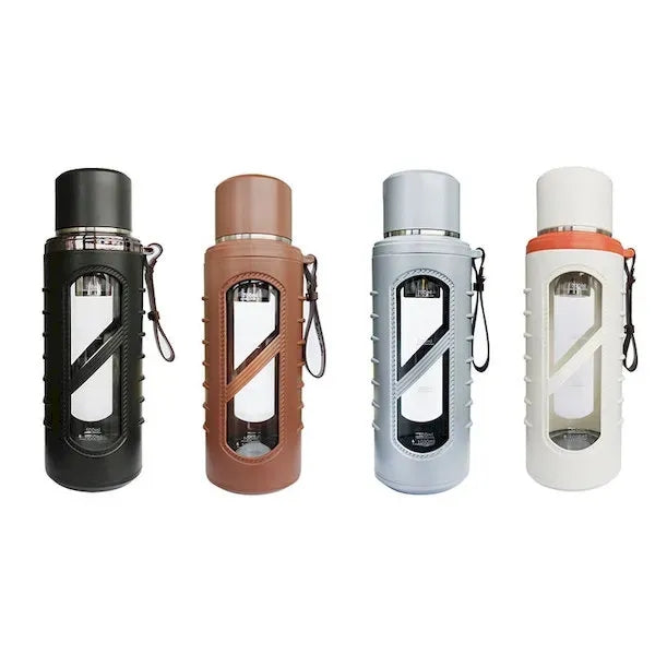 Motivational Glass Water Bottle with Sleeve