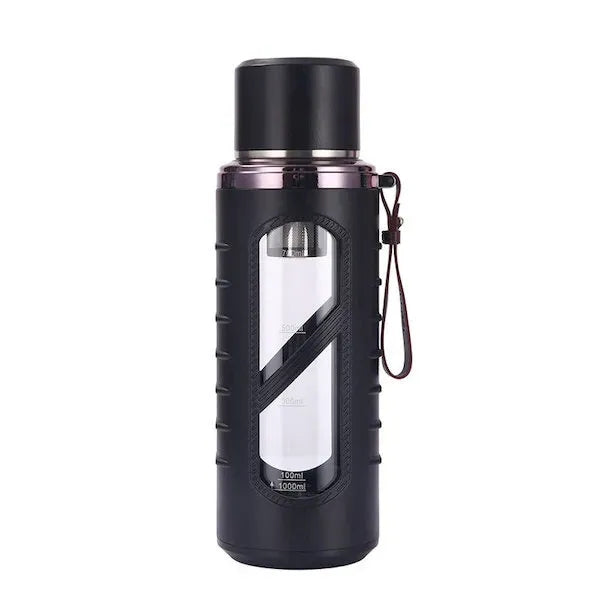 Motivational Glass Water Bottle with Sleeve