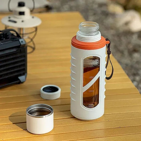Motivational Glass Water Bottle with Sleeve