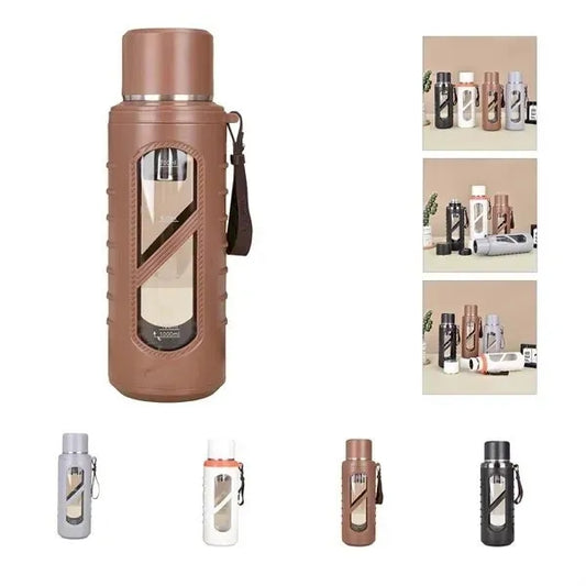 Motivational Glass Water Bottle with Sleeve