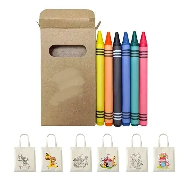 Canvas Tote Bag with Crayons