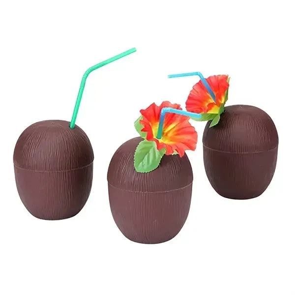 Coconut Cups with Flower Straws