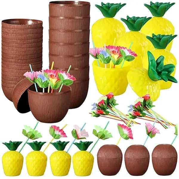 Coconut Cups with Flower Straws