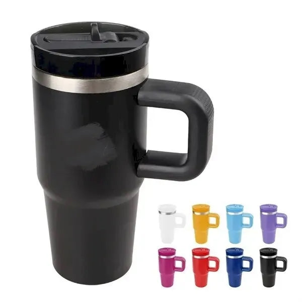 14oz Stainless Steel Tumbler with Handle & Straw