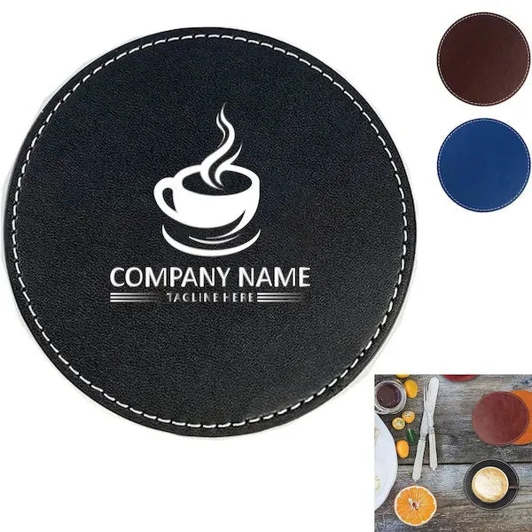 Round Leather Coaster Set