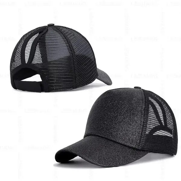 Vintage Sports Glitter High Bun Hat