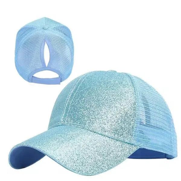 Vintage Sports Glitter High Bun Hat