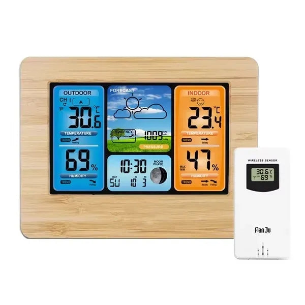 Wireless Weather Station Clock With Outdoor Sensor