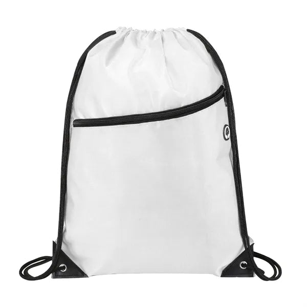 420D Heavy Duty Drawstring Backpack With Front Zipper