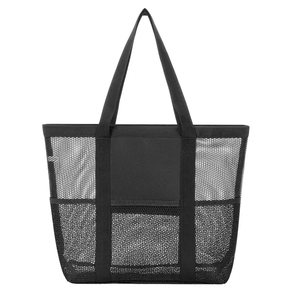 Large Mesh Beach Tote With Multi Pockets