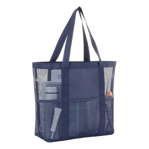 Large Mesh Beach Tote With Multi Pockets