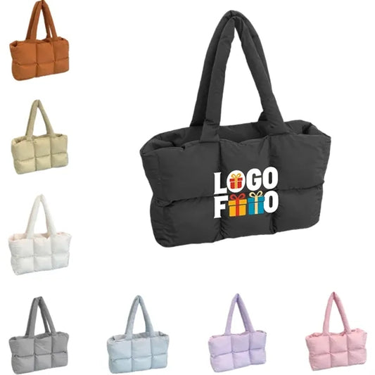 Women's Puffer Tote Bag with Quilted Design