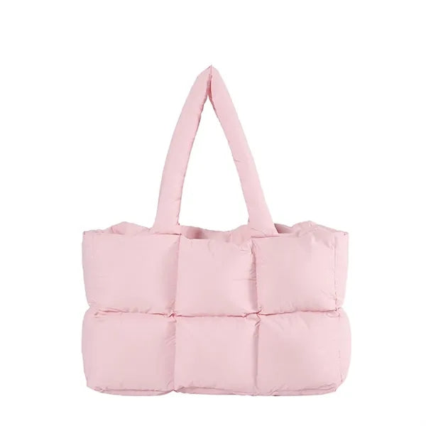 Women's Puffer Tote Bag with Quilted Design
