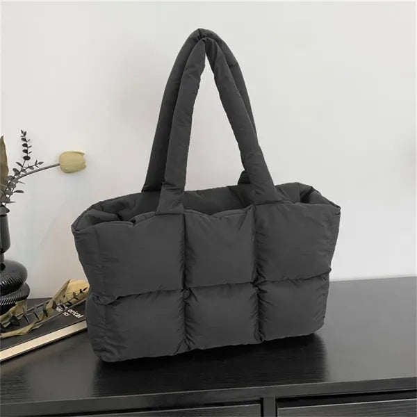 Women's Puffer Tote Bag with Quilted Design