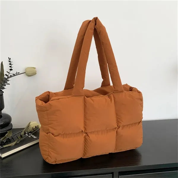 Women's Puffer Tote Bag with Quilted Design
