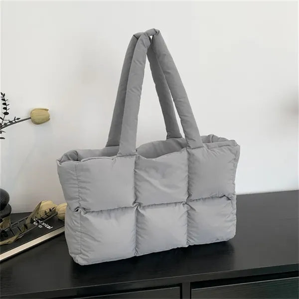 Women's Puffer Tote Bag with Quilted Design