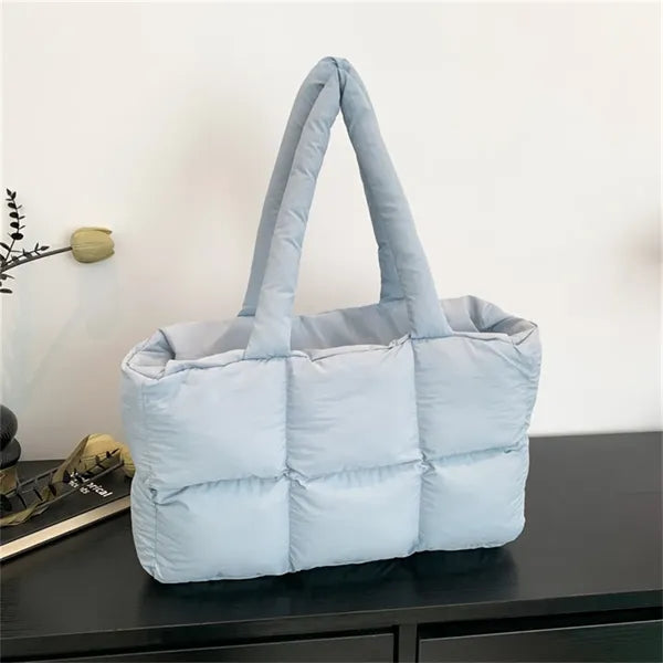 Women's Puffer Tote Bag with Quilted Design