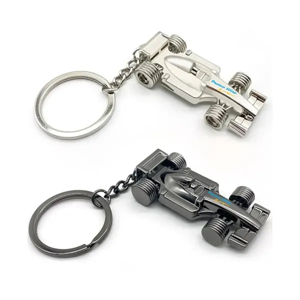 Racing Car Detailed Model Polished Zinc Alloy Keychain