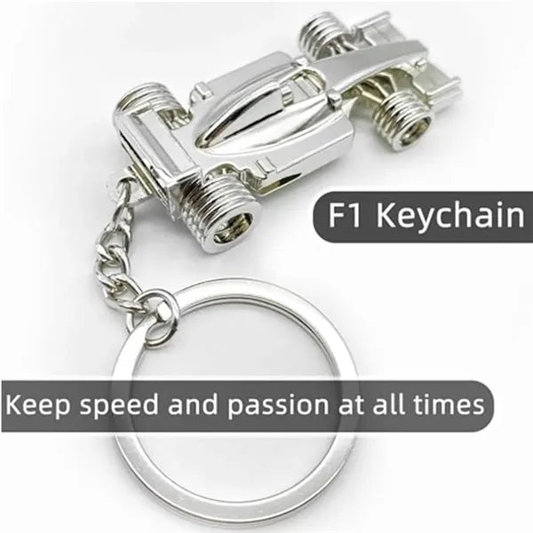 Racing Car Detailed Model Polished Zinc Alloy Keychain