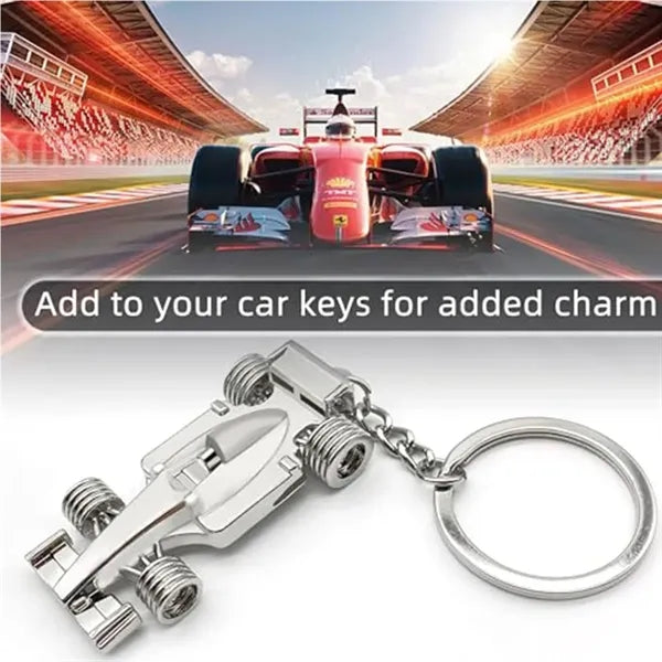 Racing Car Detailed Model Polished Zinc Alloy Keychain