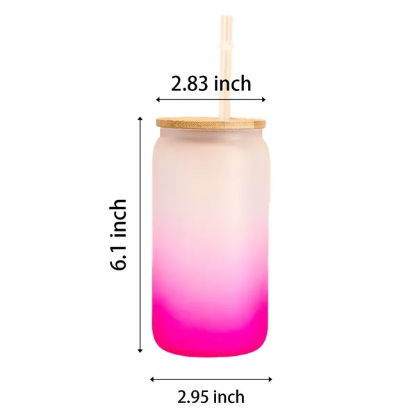 Wide-mouth Glass Mug With Gradient Design And Straw