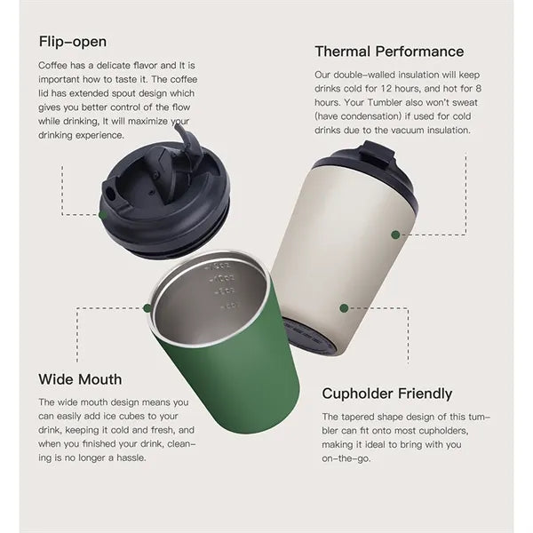 12 oz Stainless Steel Travel Coffee Mug With Lid