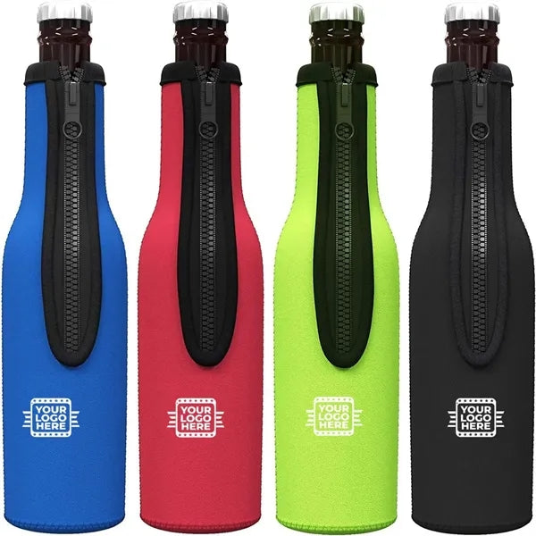 Neoprene Beer Bottle Cooler Sleeve with Zipper