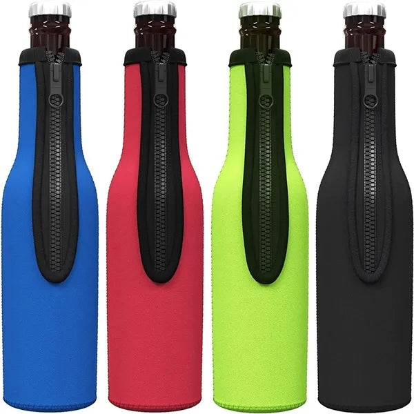 Neoprene Beer Bottle Cooler Sleeve with Zipper
