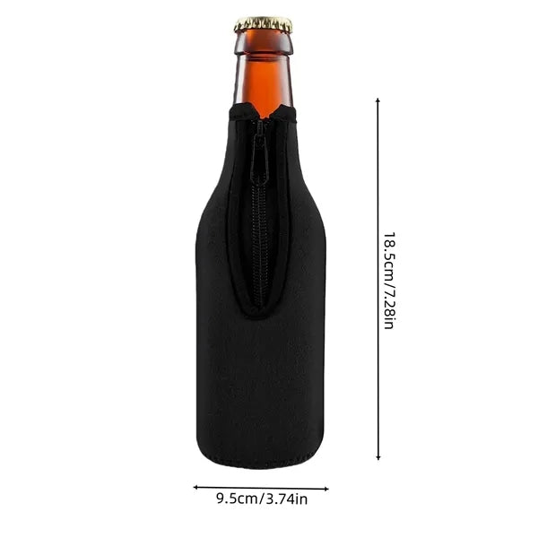 Neoprene Beer Bottle Cooler Sleeve with Zipper