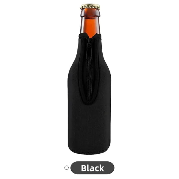 Neoprene Beer Bottle Cooler Sleeve with Zipper